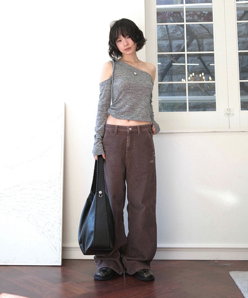 ASON 苔蘚燈芯絨寬褲 紫棕色 AS_P0000CSG