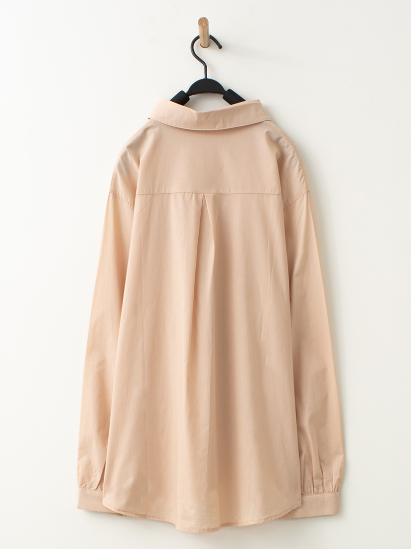 自然棉質小圓領繡花襯衫