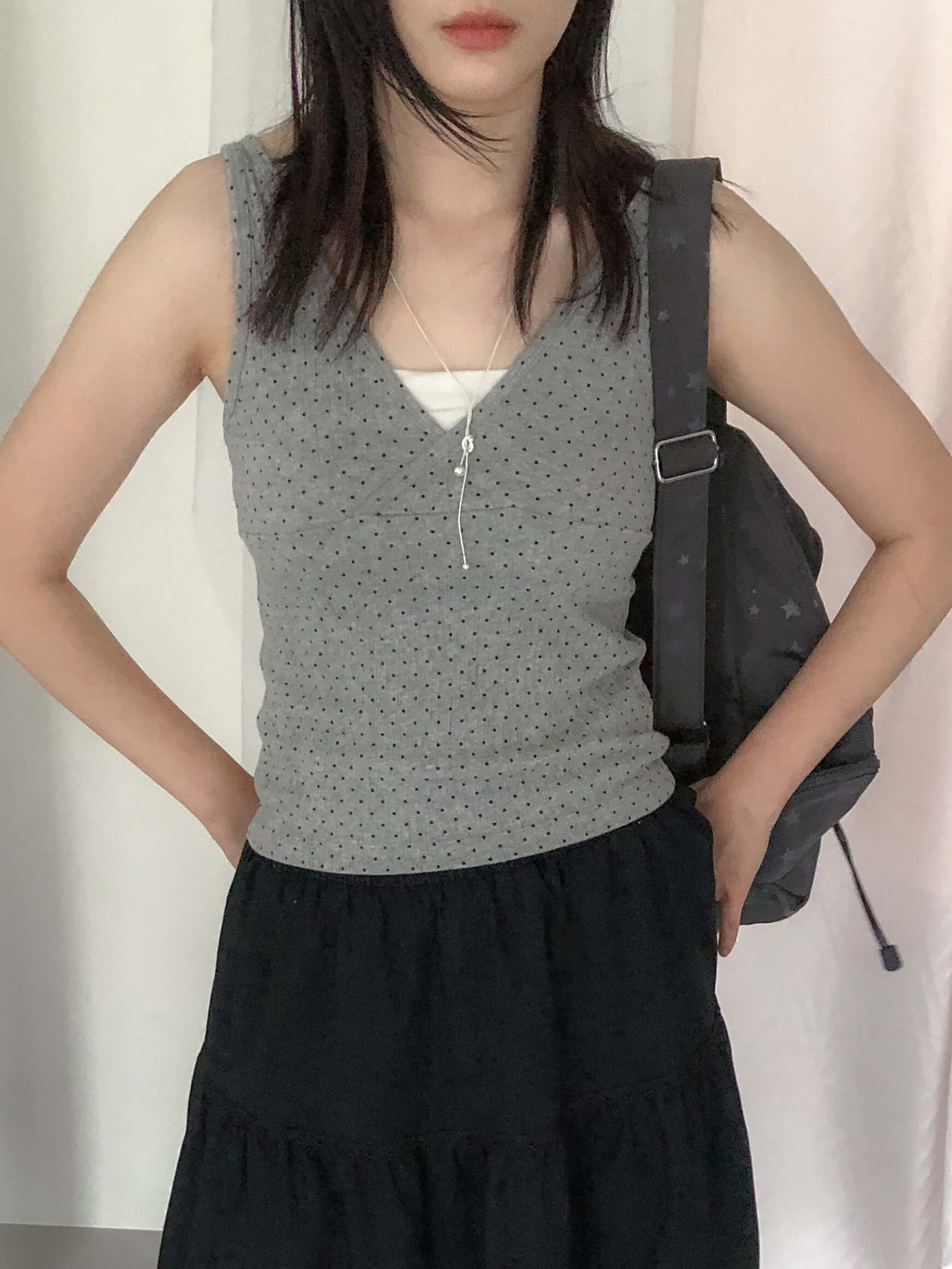 dot wrap sleeveless #背心