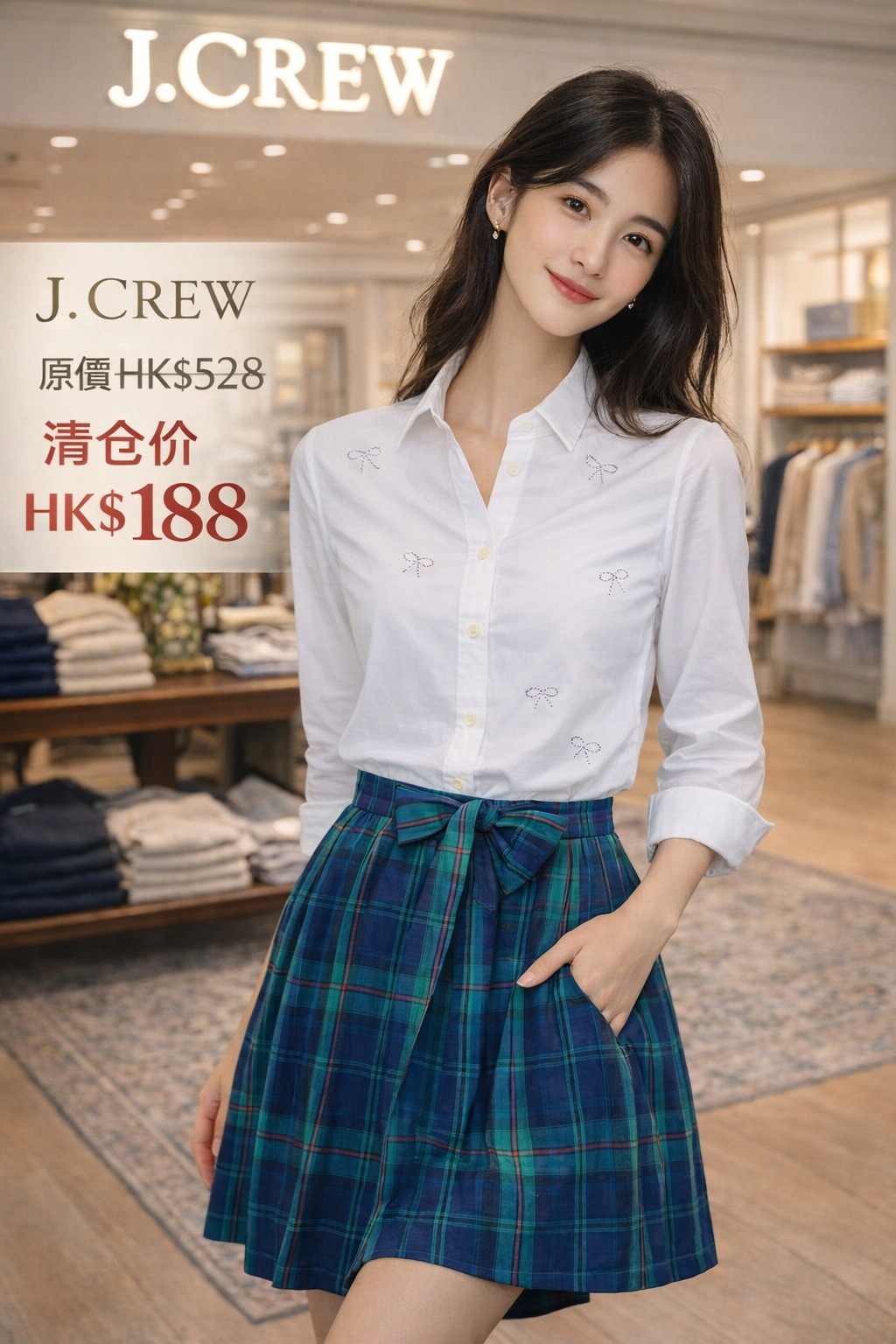 OBS406 J.Crew 閃石蝴蝶結恤衫