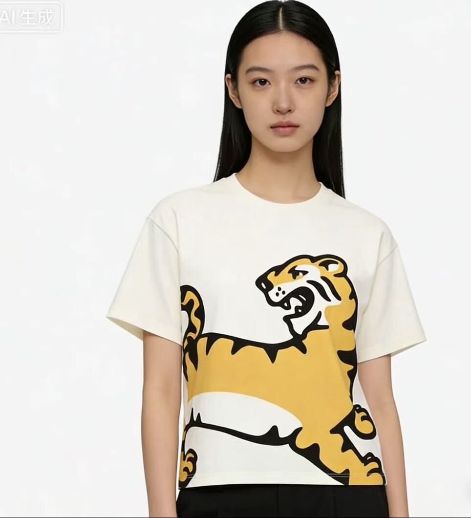 KENZO Kids 奶油白併虎頭 Tee
