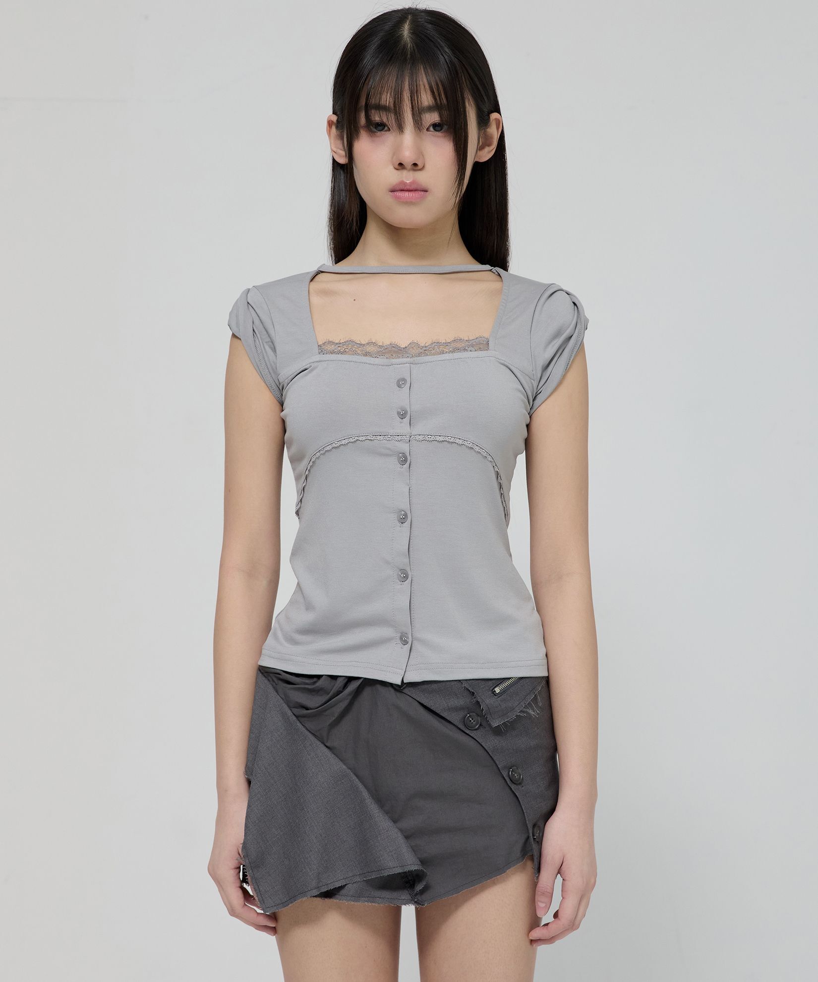 FLAREUP 蕾絲袖上衣 FL-112_Gray
