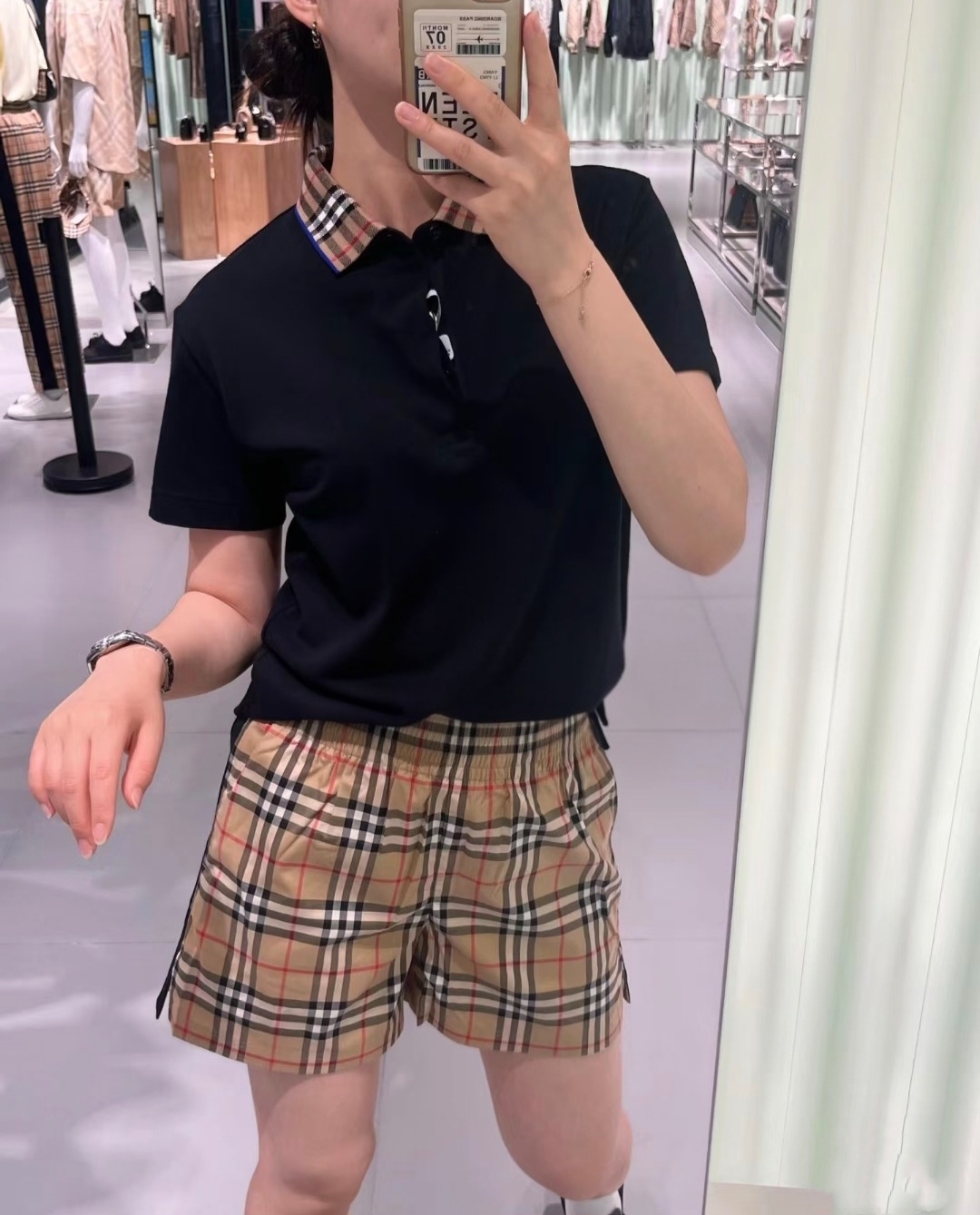 BBR kids 經典格仔領 短袖Polo 黑色