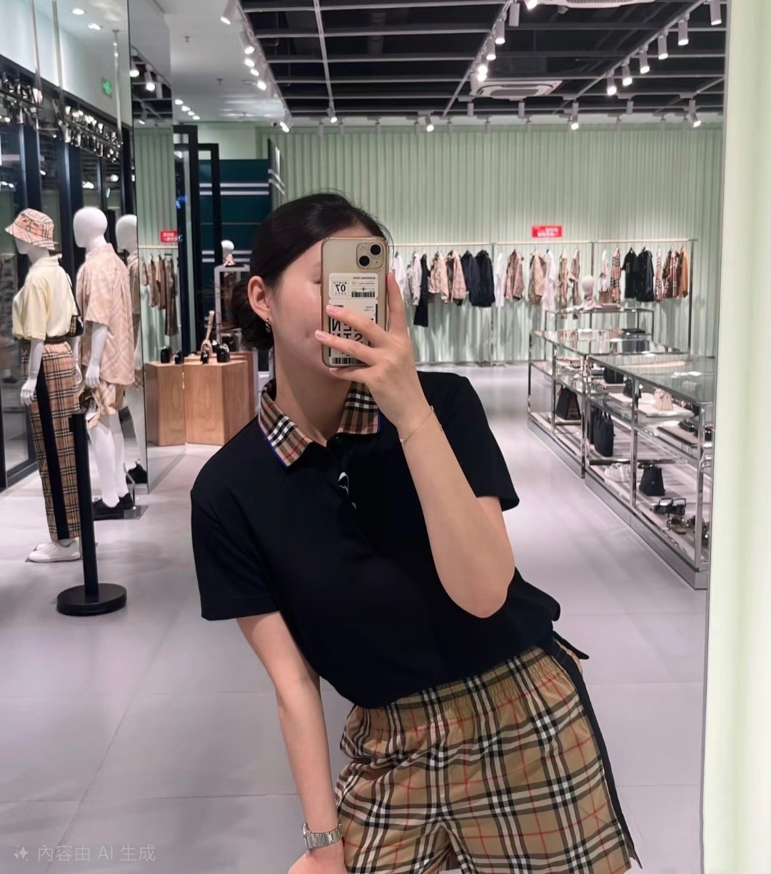 BBR kids 經典格仔領 短袖Polo 黑色