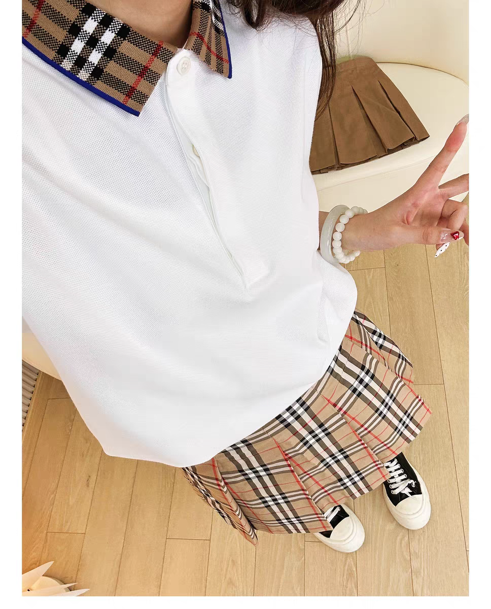 BBR kids 經典格仔領 短袖Polo 白色