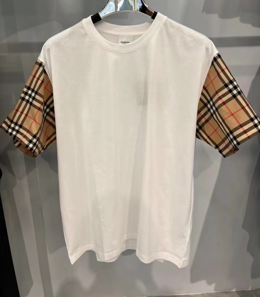 BBR 白色 格仔袖Tee