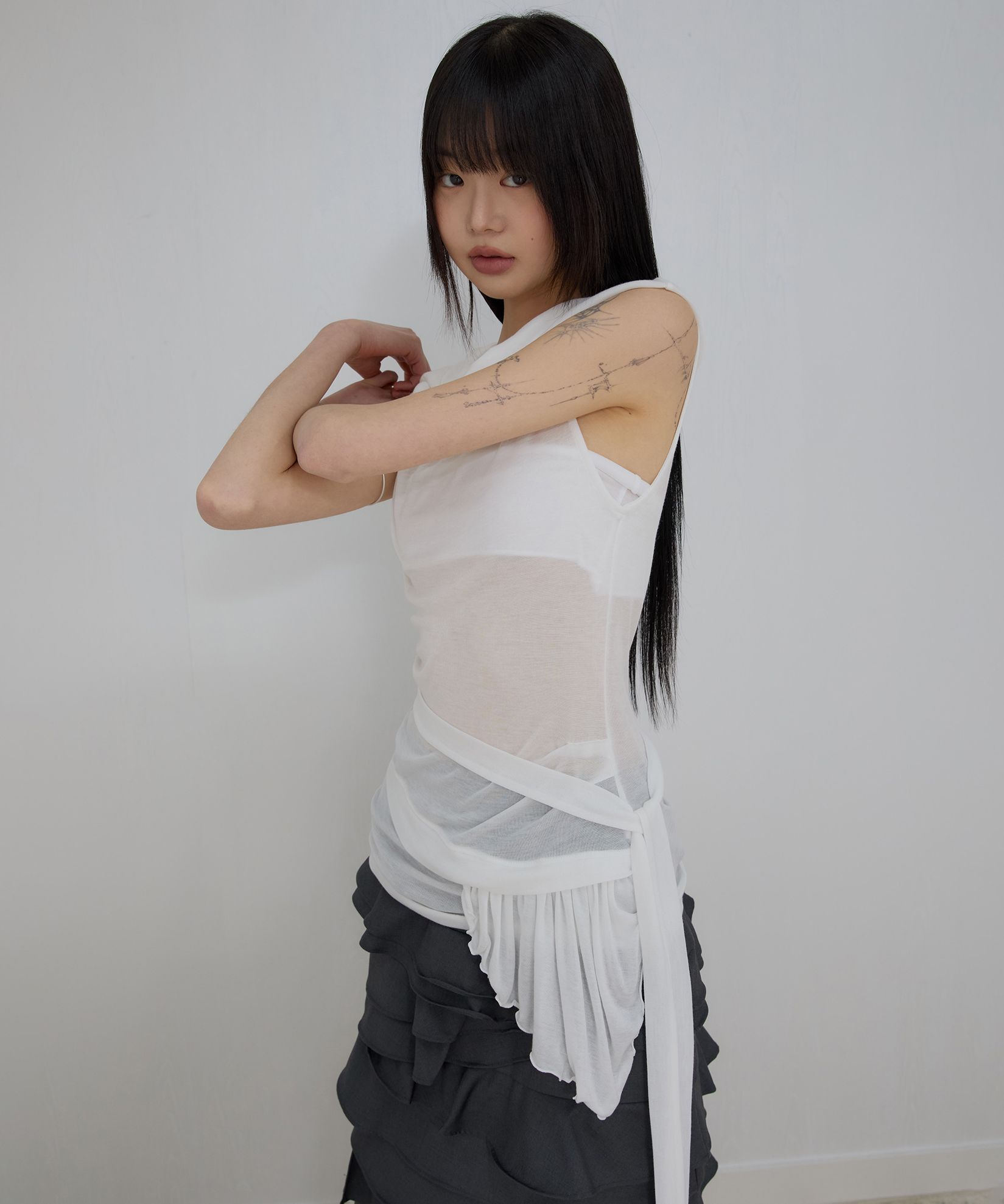 FLAREUP Faye 荷葉邊無袖上衣 FL-161_White