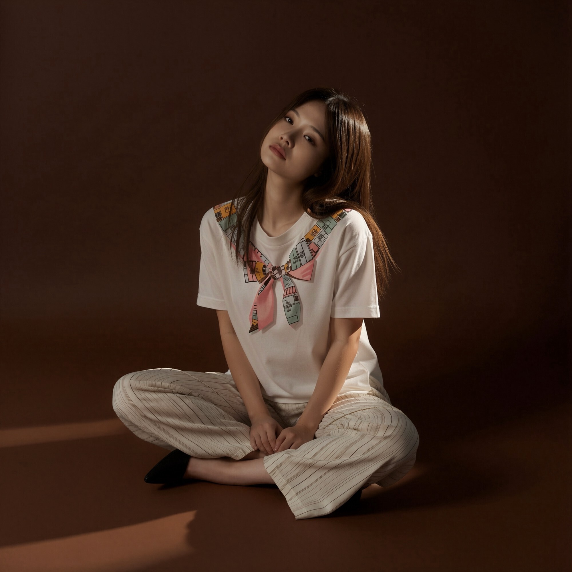 FF kids 白色 併 粉蝴蝶結圖案 Tee