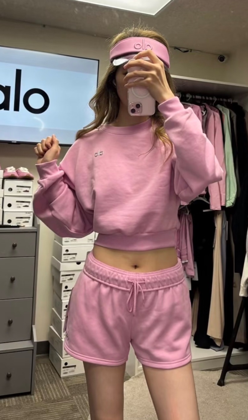 美國 ALO 粉色 短款衞衣