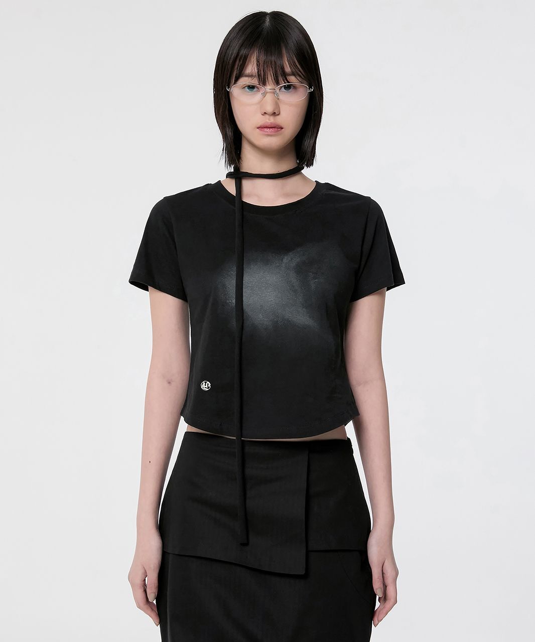 FLAREUP 領巾綁帶短袖上衣 FL-114_Black