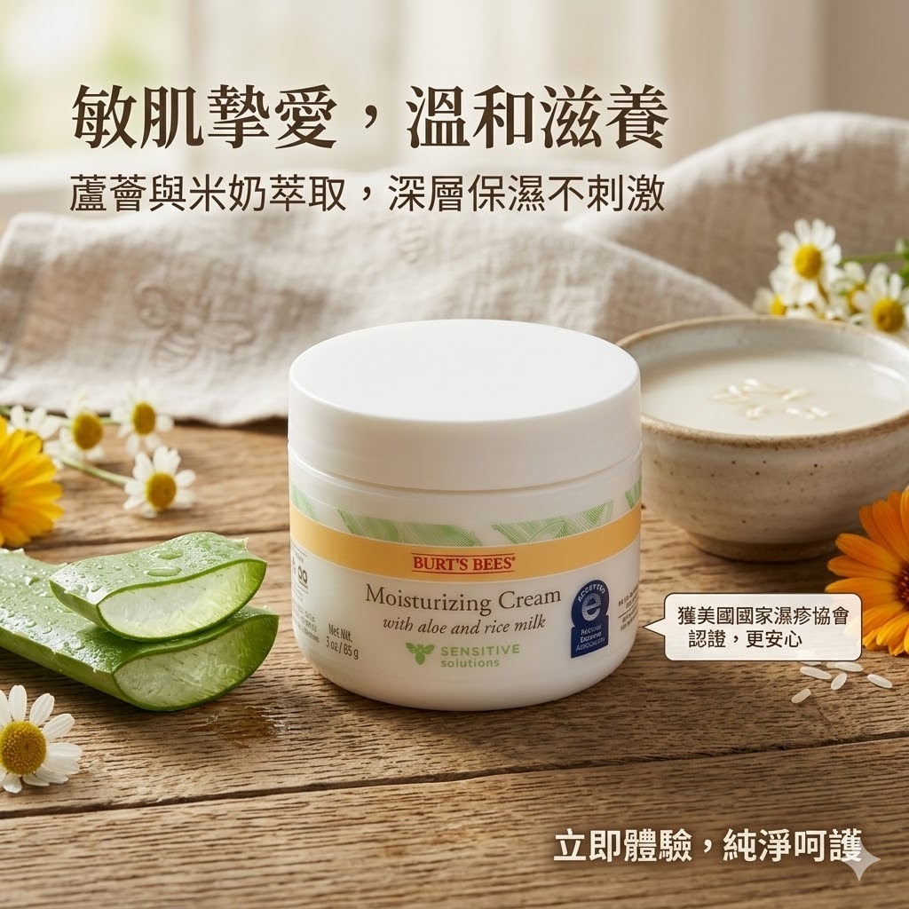 【預購】BURT'S BEES H040660 蘆薈米乳保濕霜