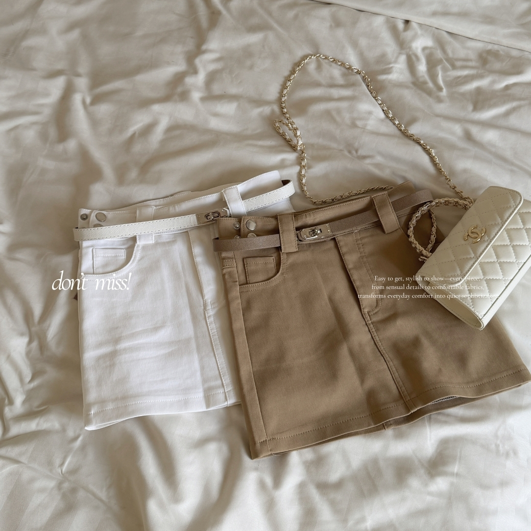 【大牌簡約半裙】DOMISS附腰帶-顯瘦A字短裙-3色 裙子 (現貨)