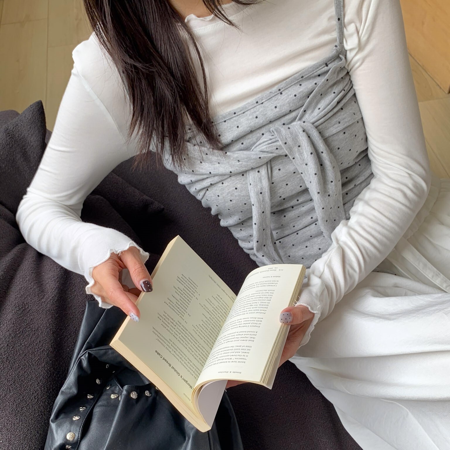 ISA_春天的名字 波點至上綁結造型側抓皺吊帶_62010