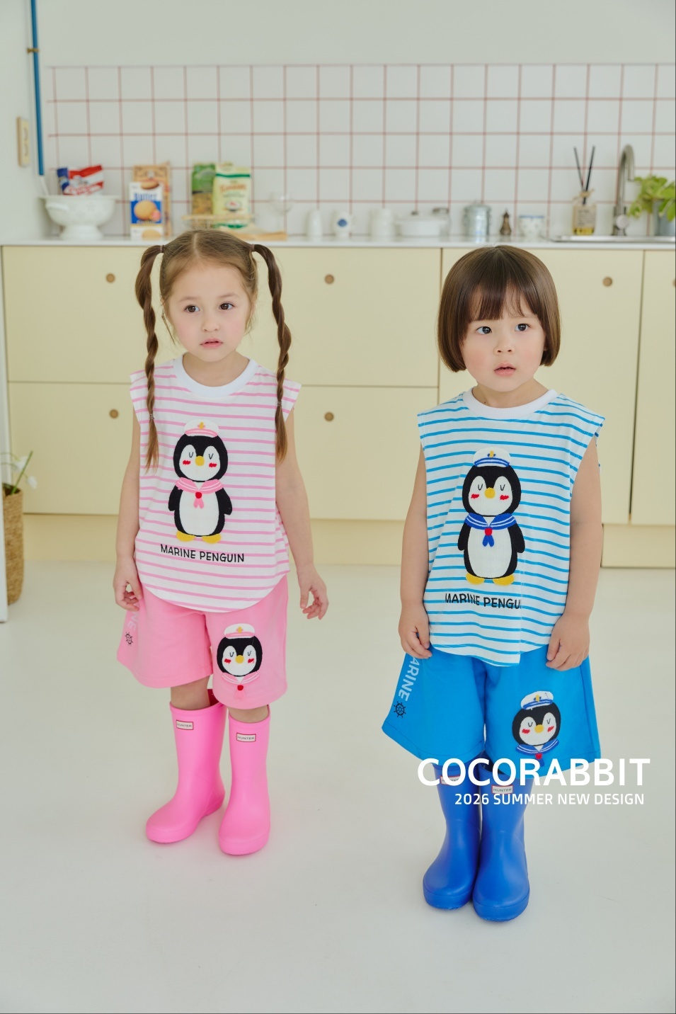 正韓夏Cocorabbit  兩色條紋企鵝上衣