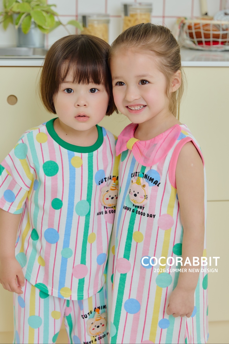 正韓夏Cocorabbit  彩色泡泡派對熊洋裝