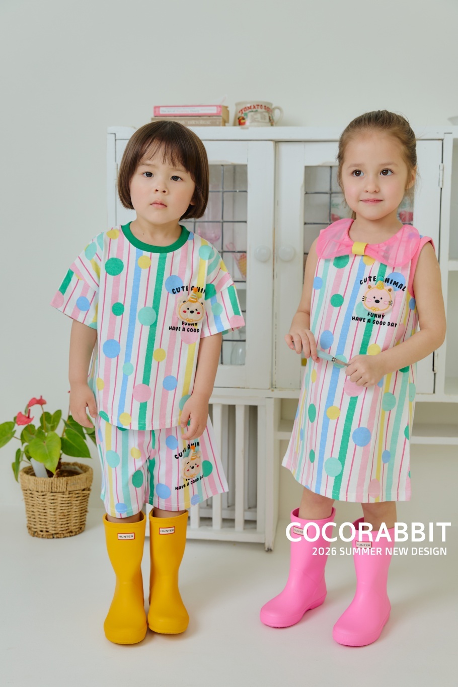 正韓夏Cocorabbit  彩色泡泡派對熊洋裝