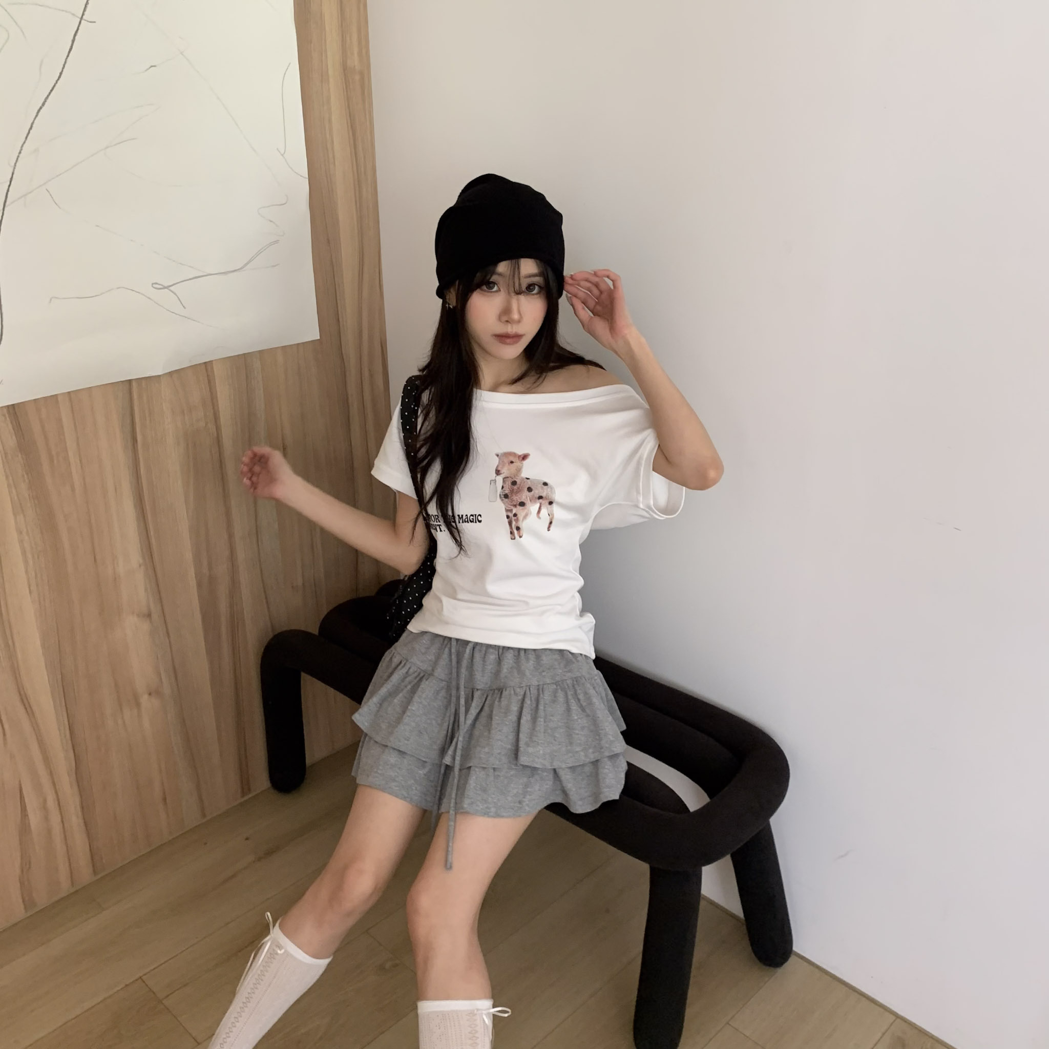 ISA_韓女outfit 波點斑比小羊2ways領上衣_63082