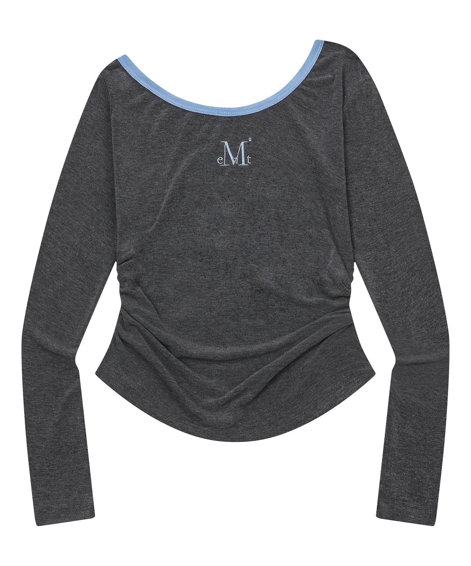 MUCENT 不對稱單肩縮褶長袖上衣 P0000BIS