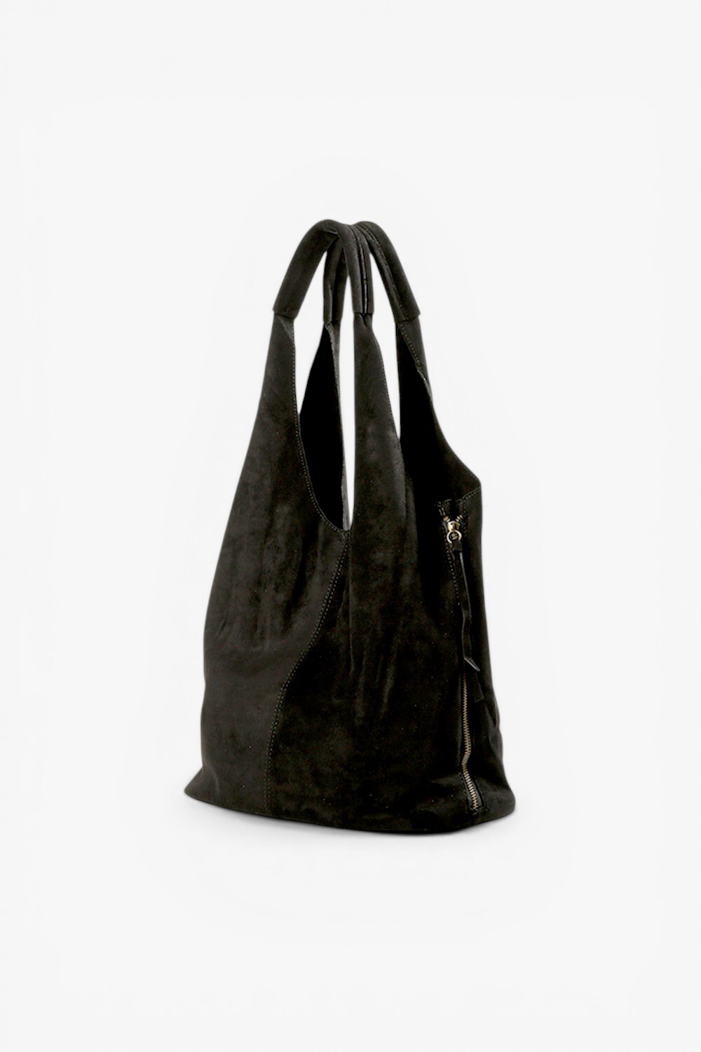 Hi Elf 反毛布料柔軟大肩背包 黑色