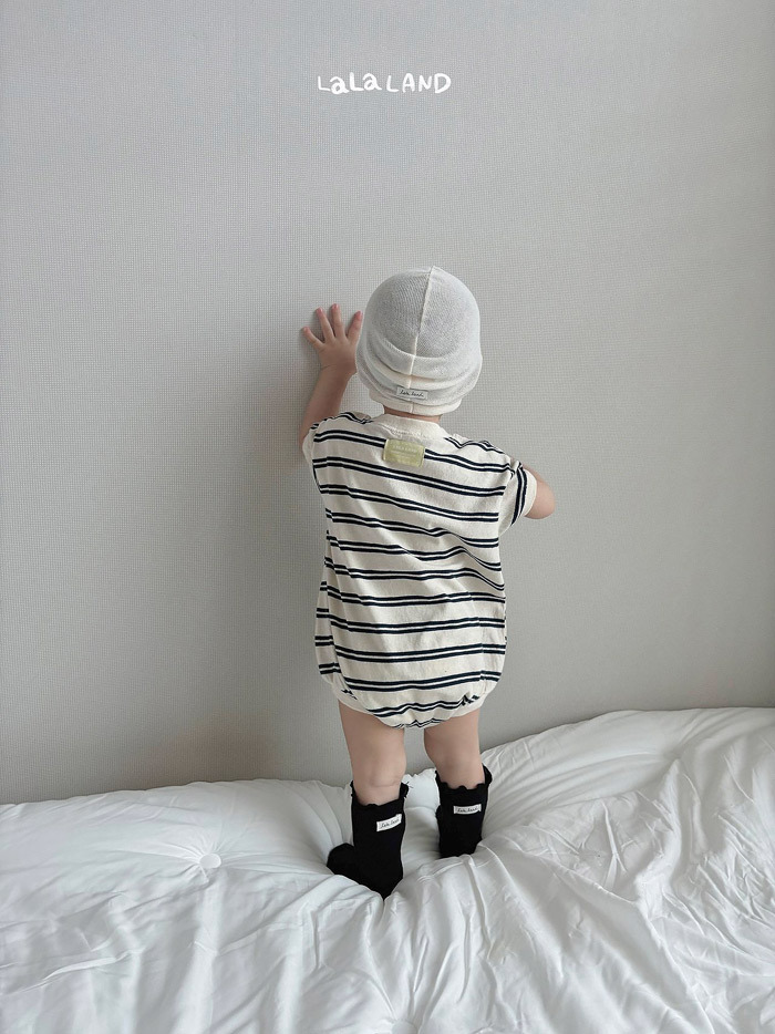 正韓夏lalaland 嫩嬰條紋包屁衣