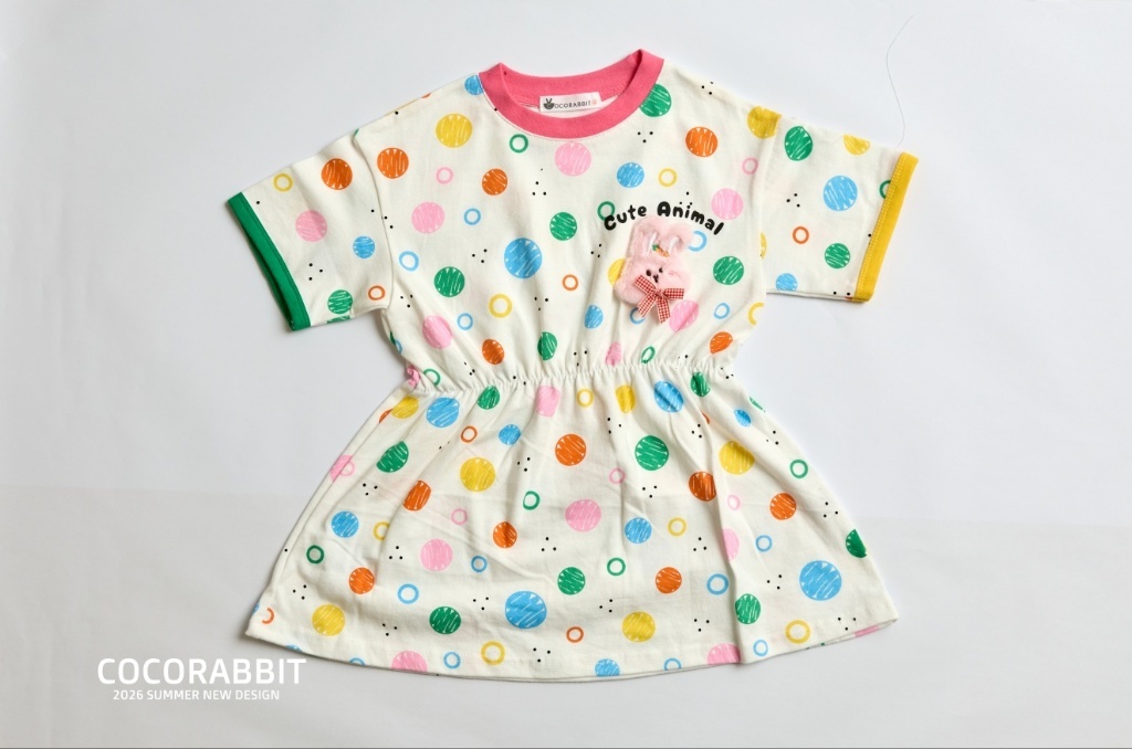 正韓夏Cocorabbit  彩色泡泡縮腰洋裝