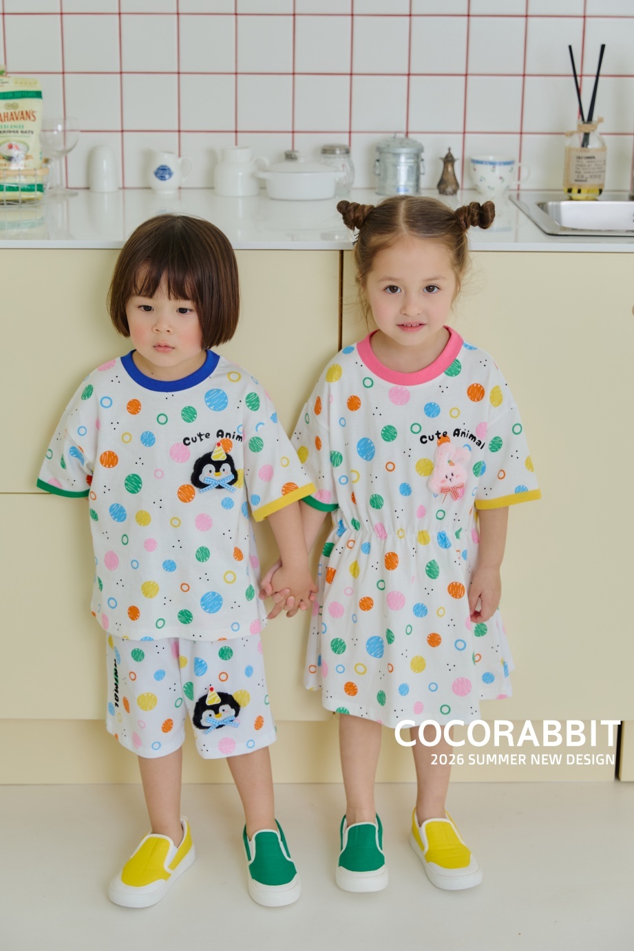 正韓夏Cocorabbit  彩色泡泡縮腰洋裝