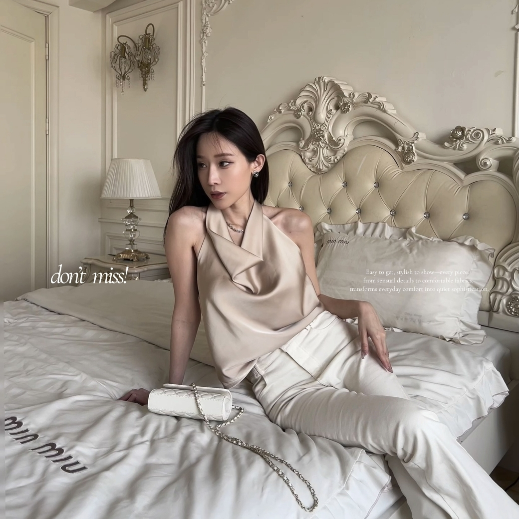 【低調存在感】DOMISS緞面掛脖露背! 性感上衣 高級感上衣 性感 露背背心(現+預)