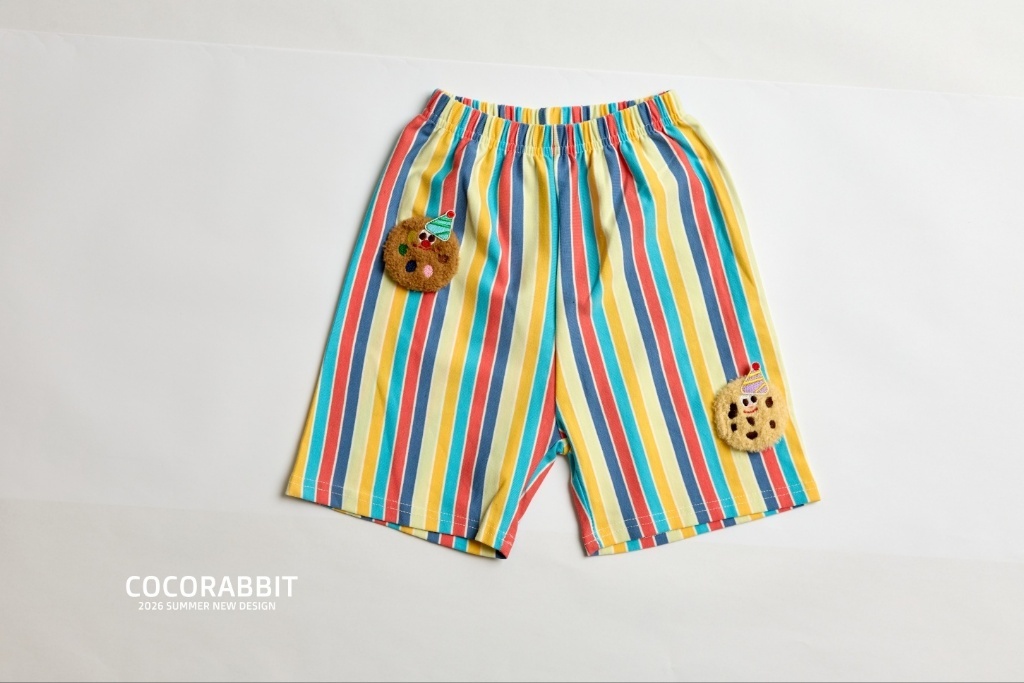 正韓夏Cocorabbit  美式彩色條紋餅乾短褲