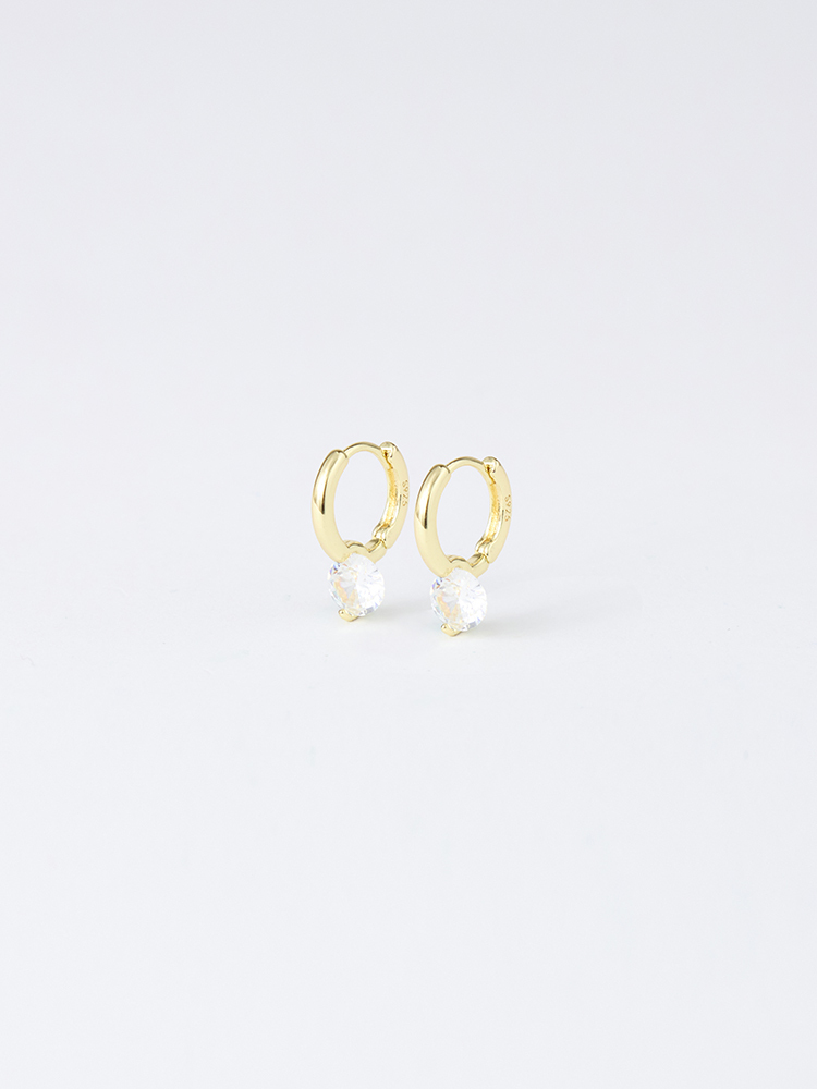 925純銀單顆美鑽吊墜耳環