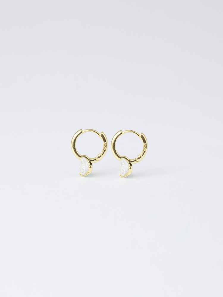 925純銀單顆美鑽吊墜耳環