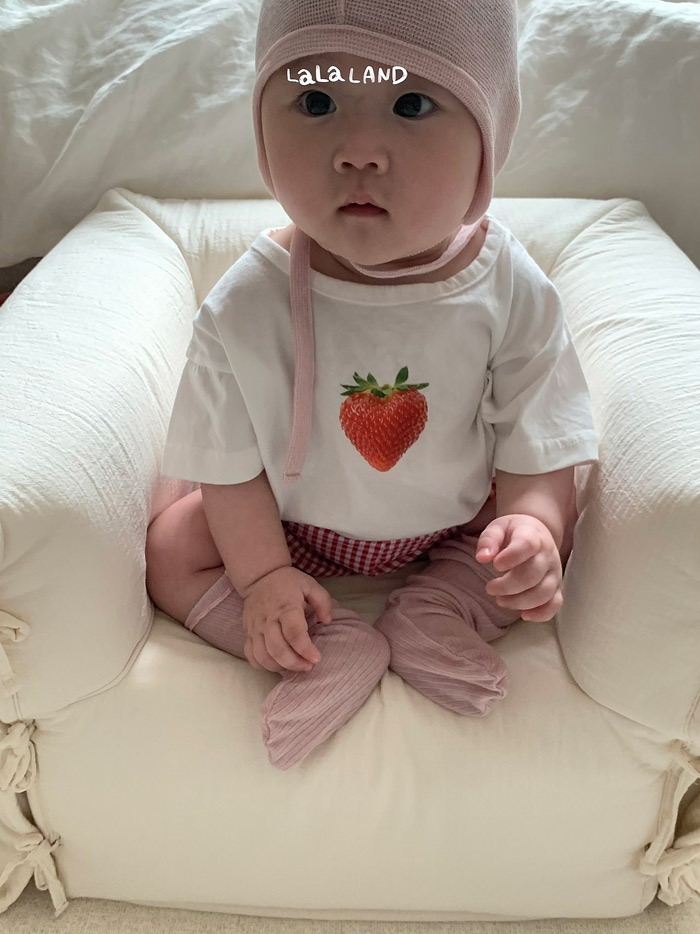 正韓夏lalaland 嫩嬰草莓蘋果上衣