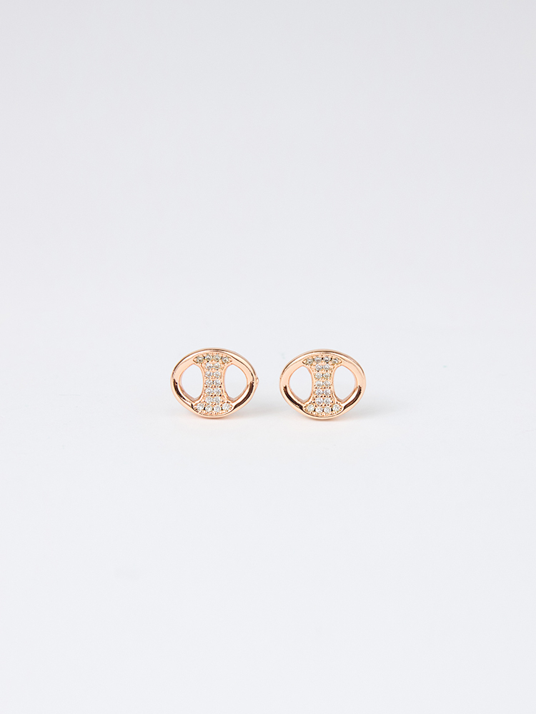 豬豬鼻鑲鑽耳針耳環