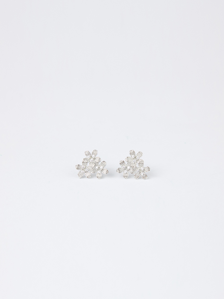 小花鑲鑽耳針耳環