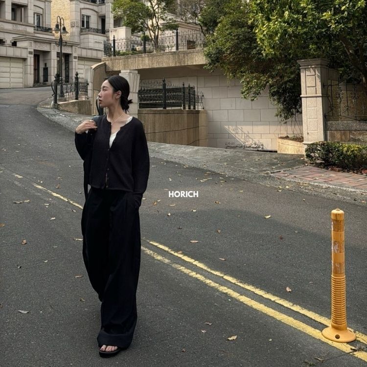 𝗔𝗽𝗿.𝟬𝟴/99051-鬆緊打褶中線西裝褲(2色)/黑