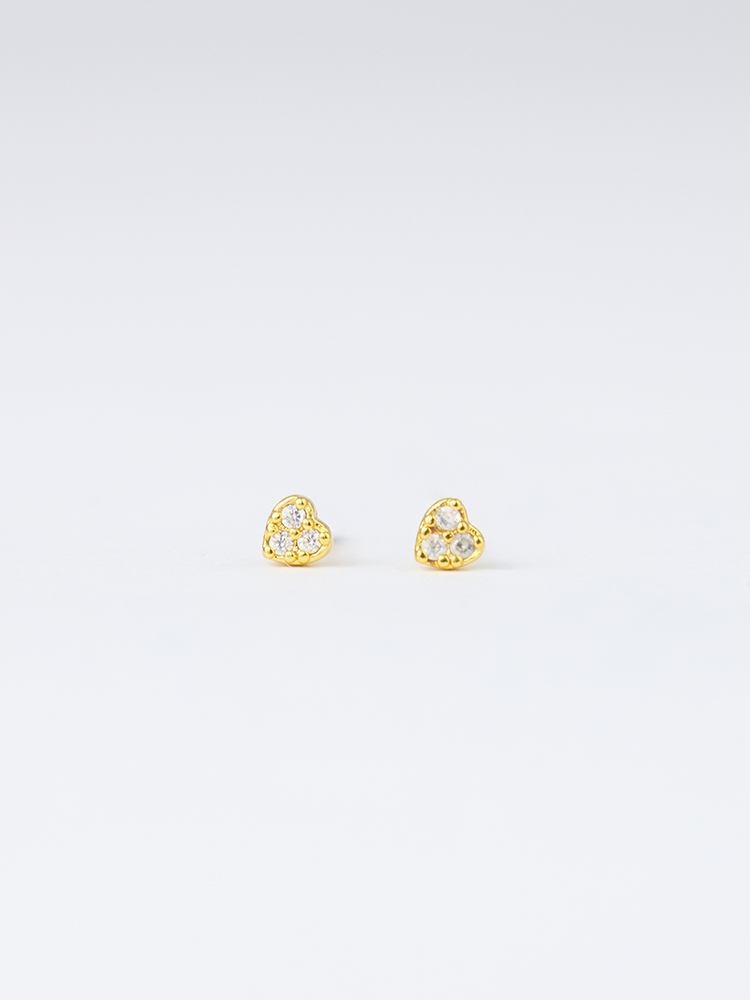 小愛心碎鑽鎖珠式耳環