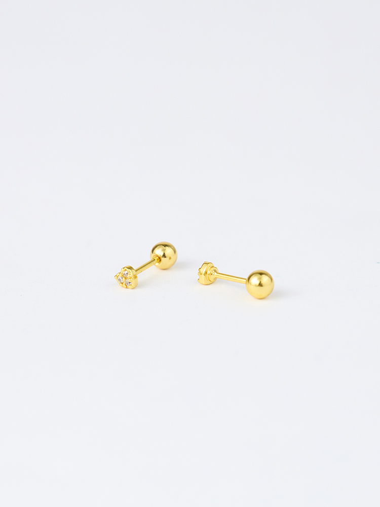 小愛心碎鑽鎖珠式耳環