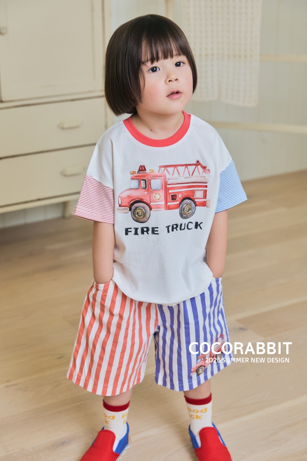 正韓夏Cocorabbit  兩色消防車/警車上衣