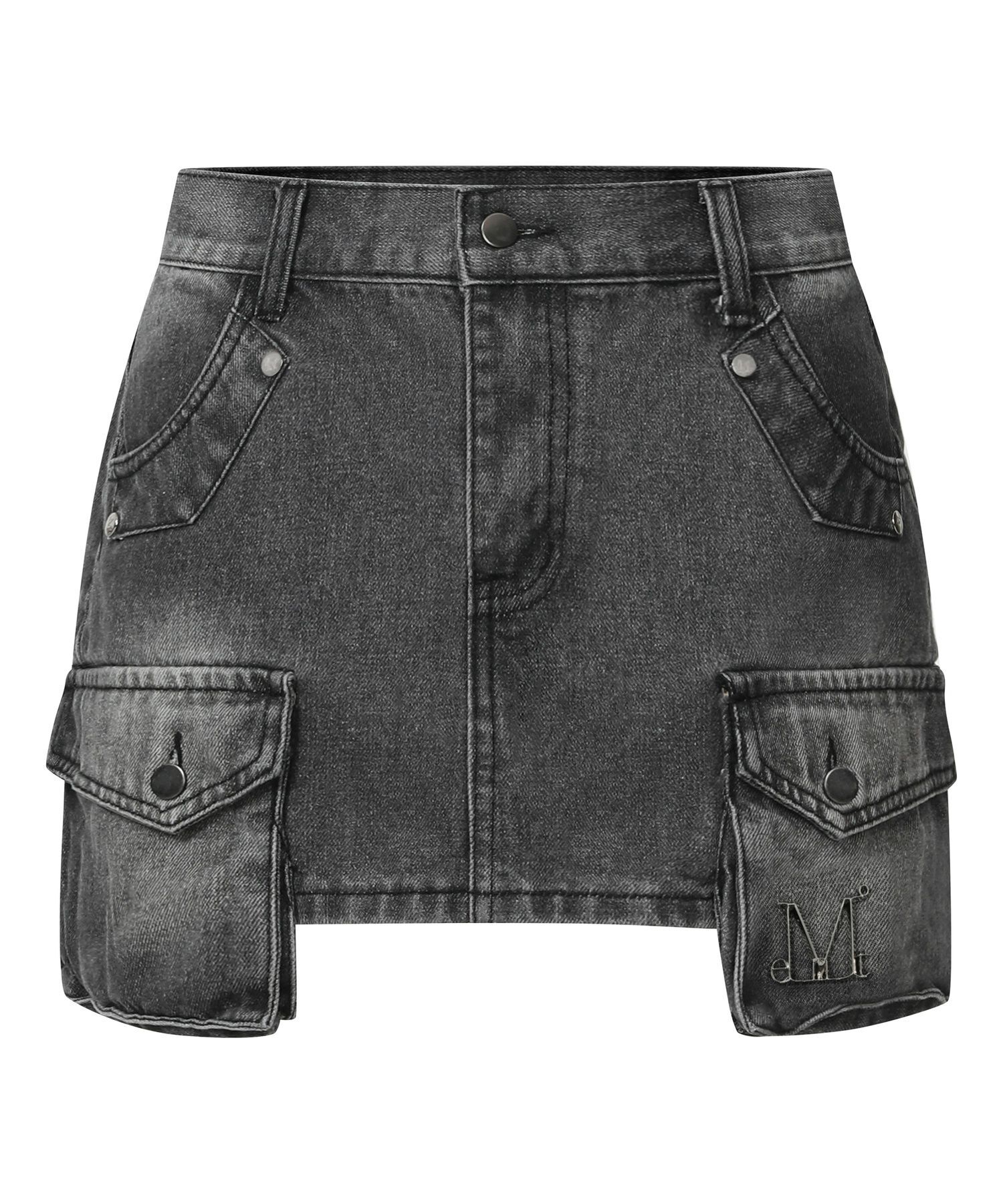 MUCENT 皮革口袋卡哥丹寧裙 P0000BND