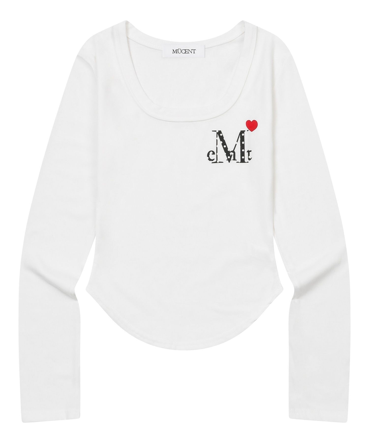 MUCENT Lovelits 迷你愛心Logo U領長袖T恤 P0000BKP
