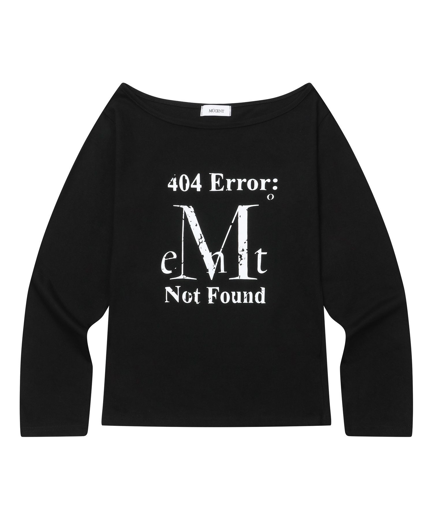 MUCENT 404 Error 裂紋印字單肩長袖T恤 P0000BIA