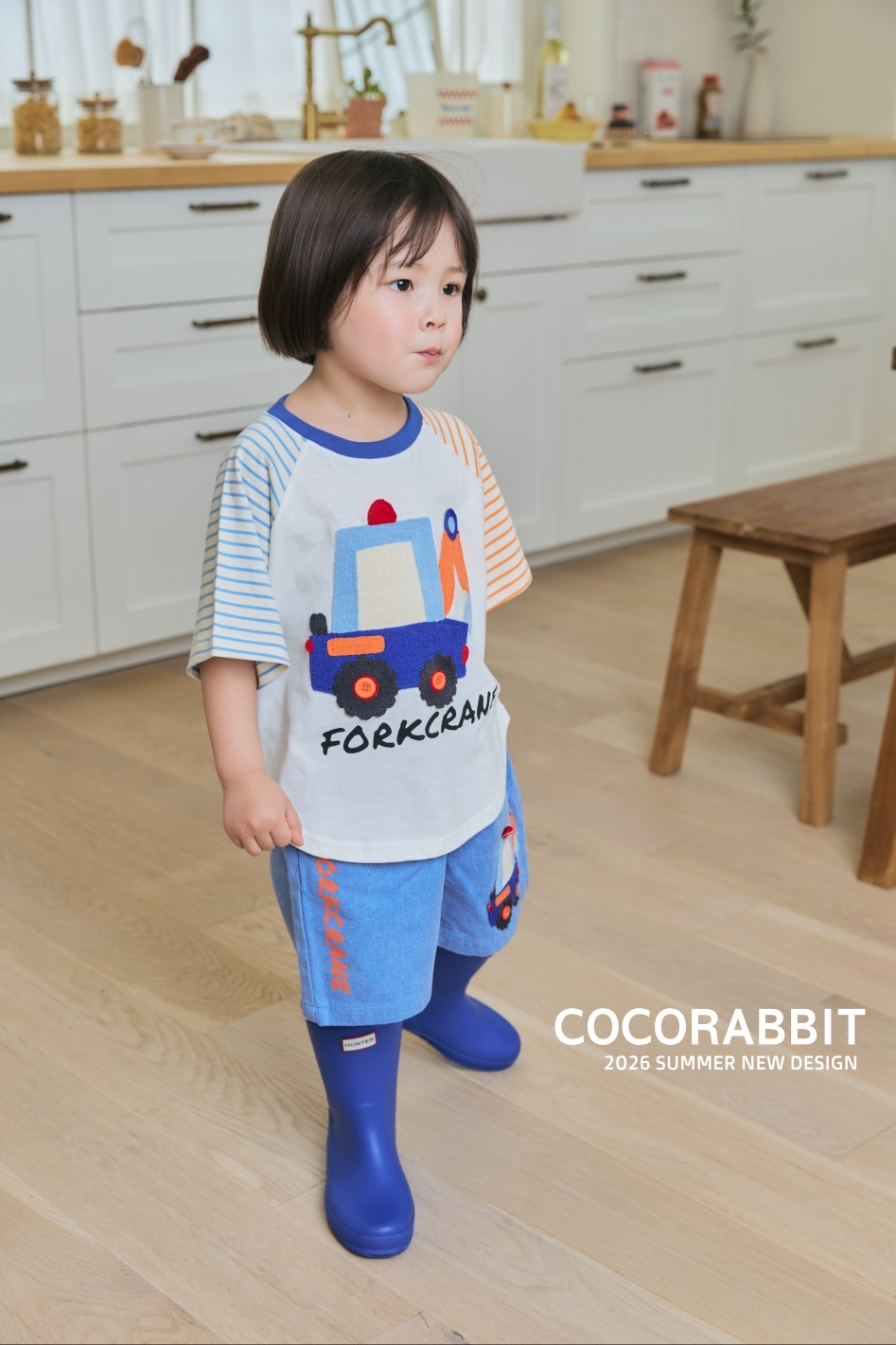 正韓夏Cocorabbit  兩色挖土機/壓路機短褲