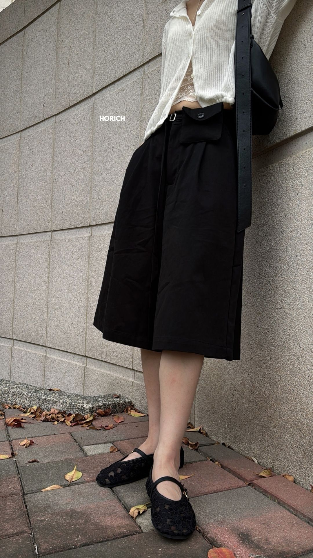 𝗔𝗽𝗿.𝟬𝟴/J66295Z-街頭闊腿七分褲附腰包(2色)S-L / 黑