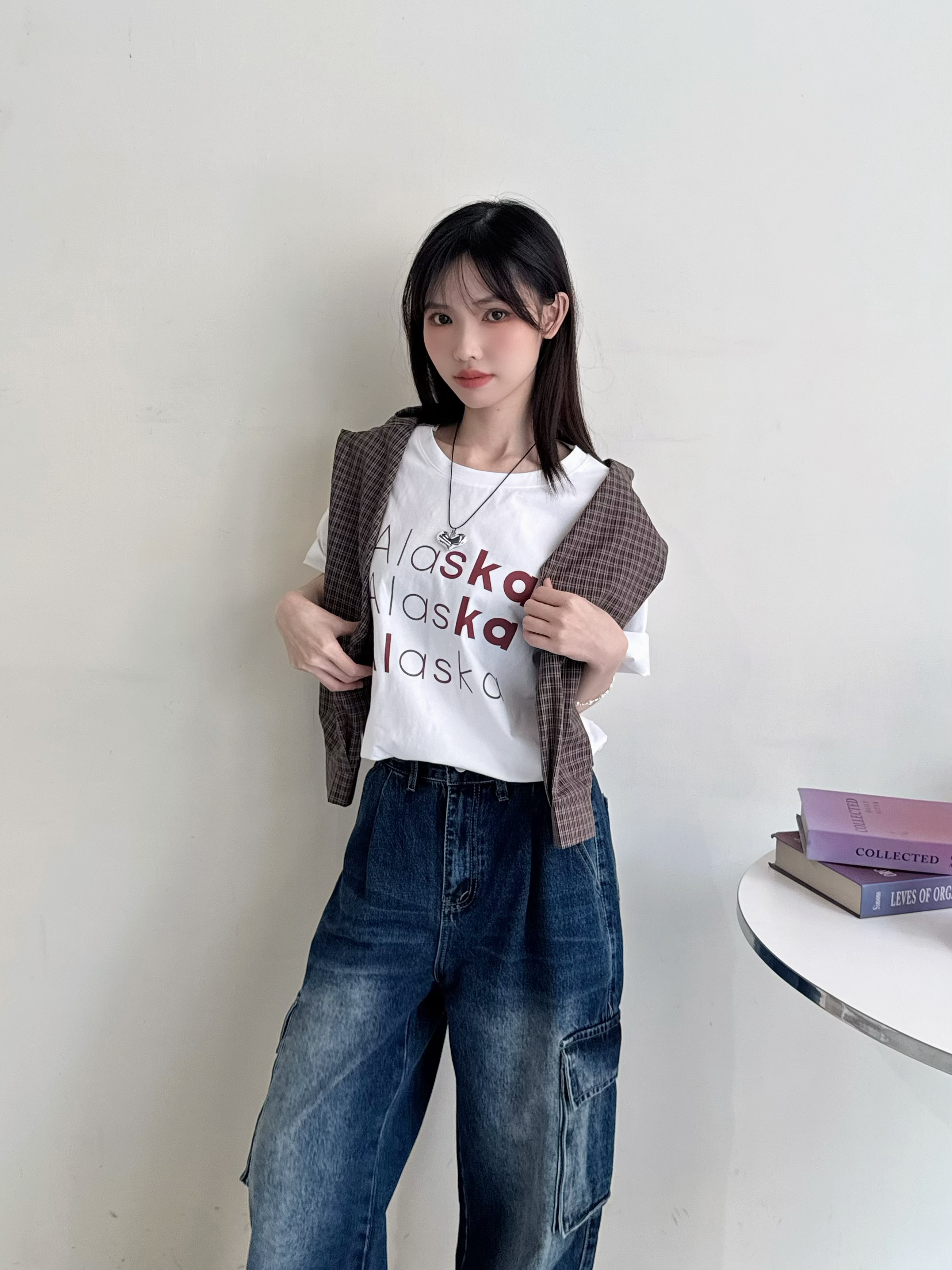 字母寬鬆版型T恤-3214