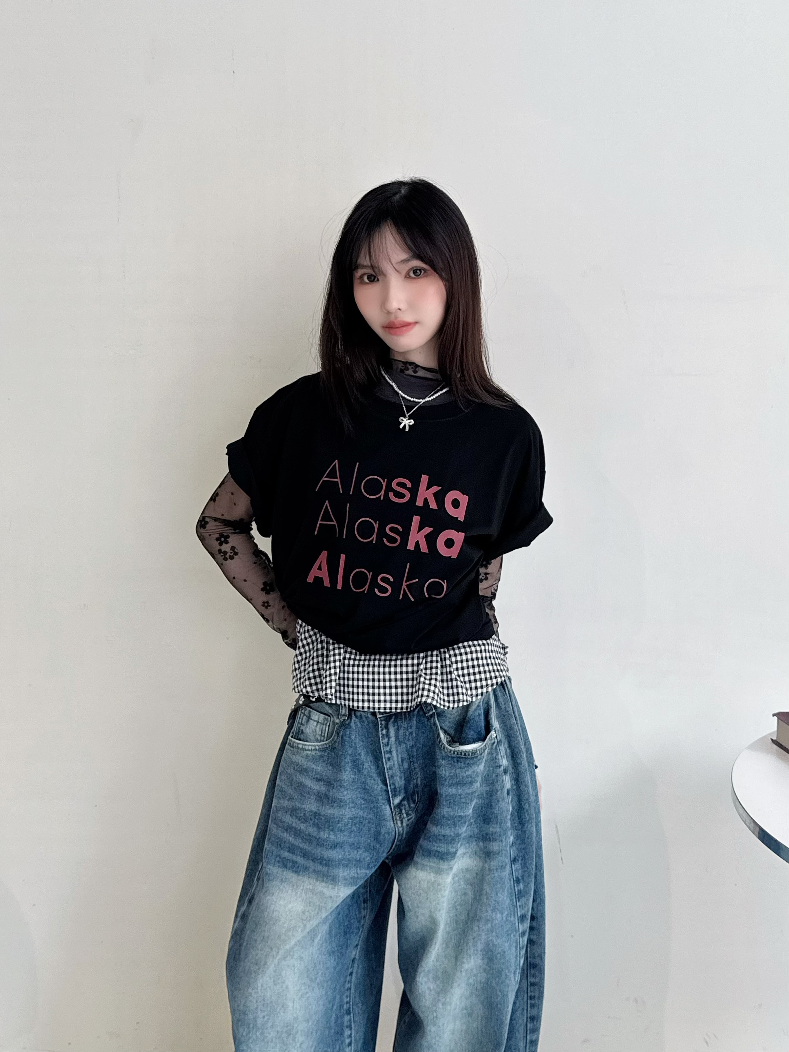 字母寬鬆版型T恤-3214