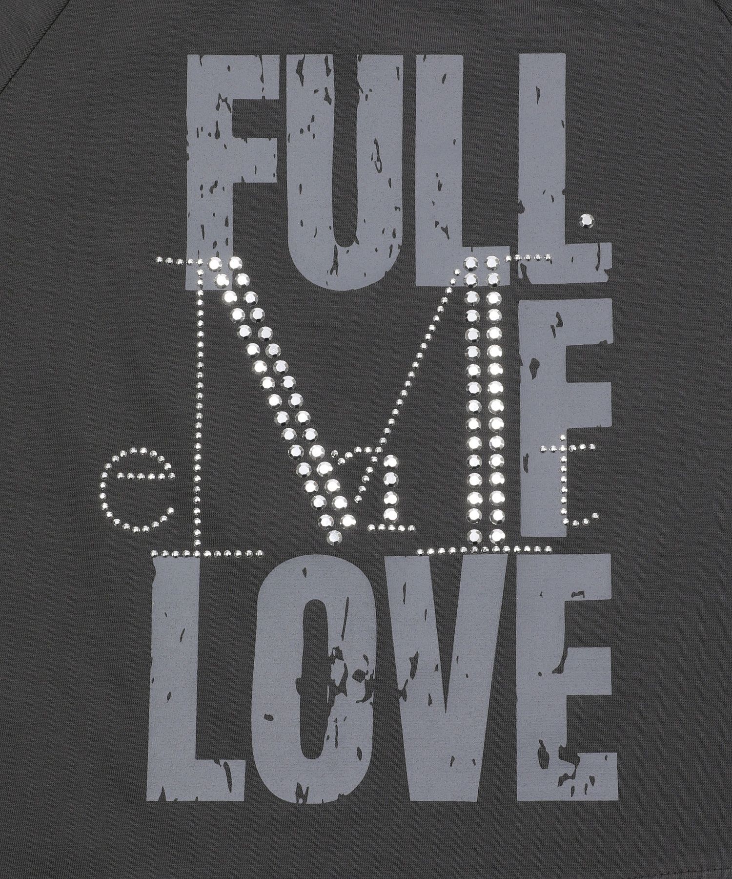 MUCENT 單肩燙鑽Logo不對稱短袖上衣 P0000BEL