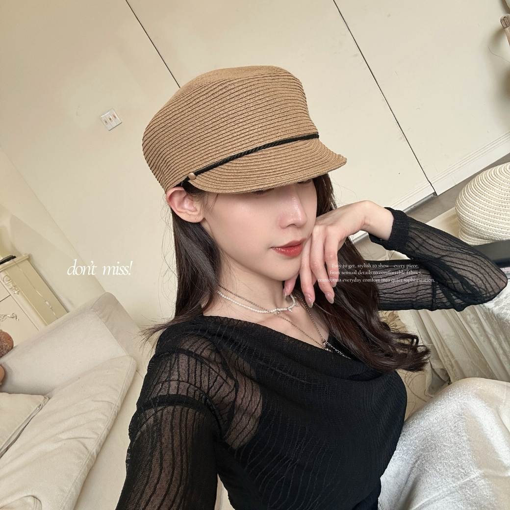 【小香風平頂設計】DOMISS渡假草帽 帽子女 配件