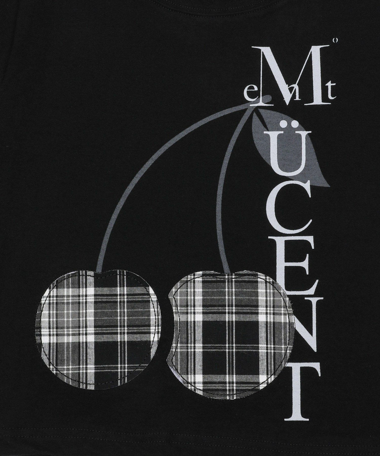 MUCENT 格紋櫻桃貼布圓領短T P0000BDO