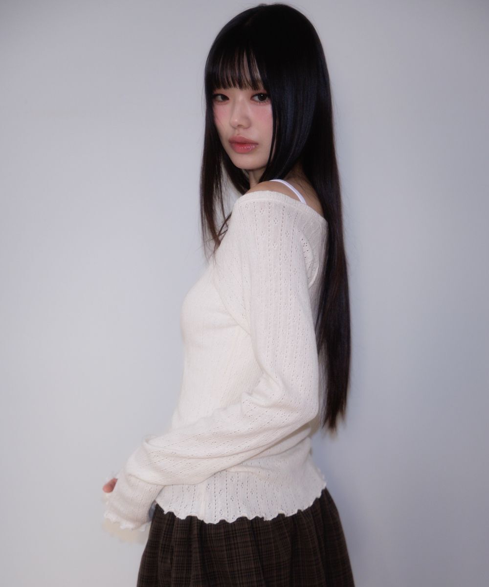 ROSEFRANTZ 蕾絲標籤 V領長袖上衣 RSTSPLS05I1