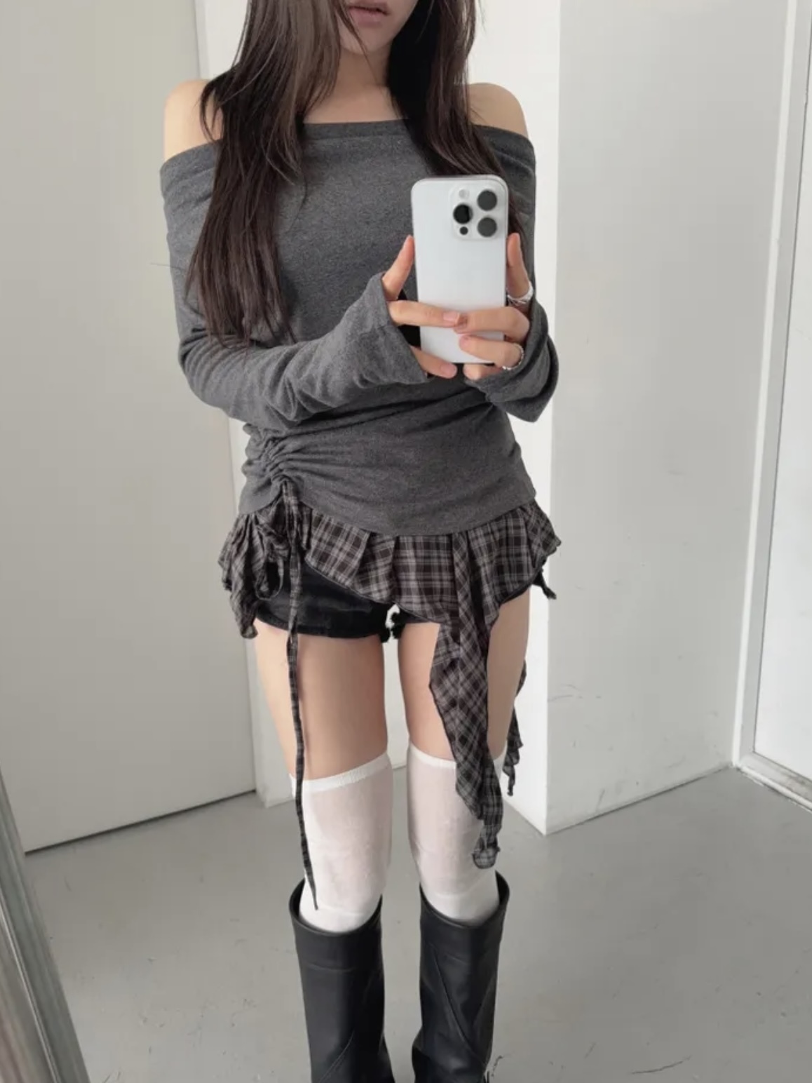 正韓 芭蕾風一字領上衣🩶