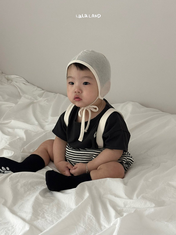 正韓夏lalaland 嫩嬰條紋吊帶褲